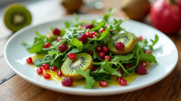 Kiwibeeren-Salat mit Granatapfelkernen