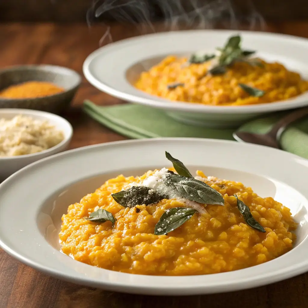 Butternut-Kürbis-Risotto mit Parmesan und Salbei – cremig, würzig, herbstlich. Perfekt als Hauptgericht oder festliches Herbstessen.