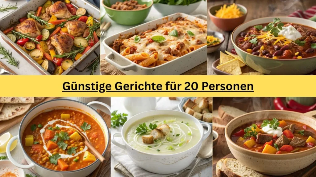 Günstige Gerichte für 20 Personen
