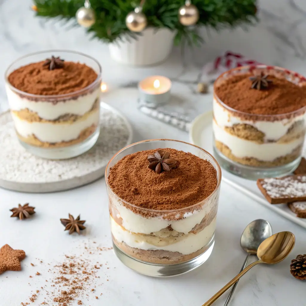 Spekulatius-Tiramisu im Glas – cremiges Mascarpone-Dessert mit weihnachtlichem Spekulatius-Geschmack, perfekt für Feiertage und Party.