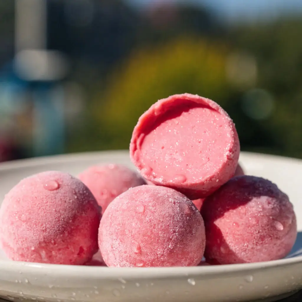 Frozen Strawberry Yogurt Bites aus gefrorenem Erdbeerjoghurt
